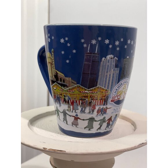 Christkindlmarket 2022 Mug Blue With Snowflakes & Cityscape Design Ceramic - Picture 5 of 8